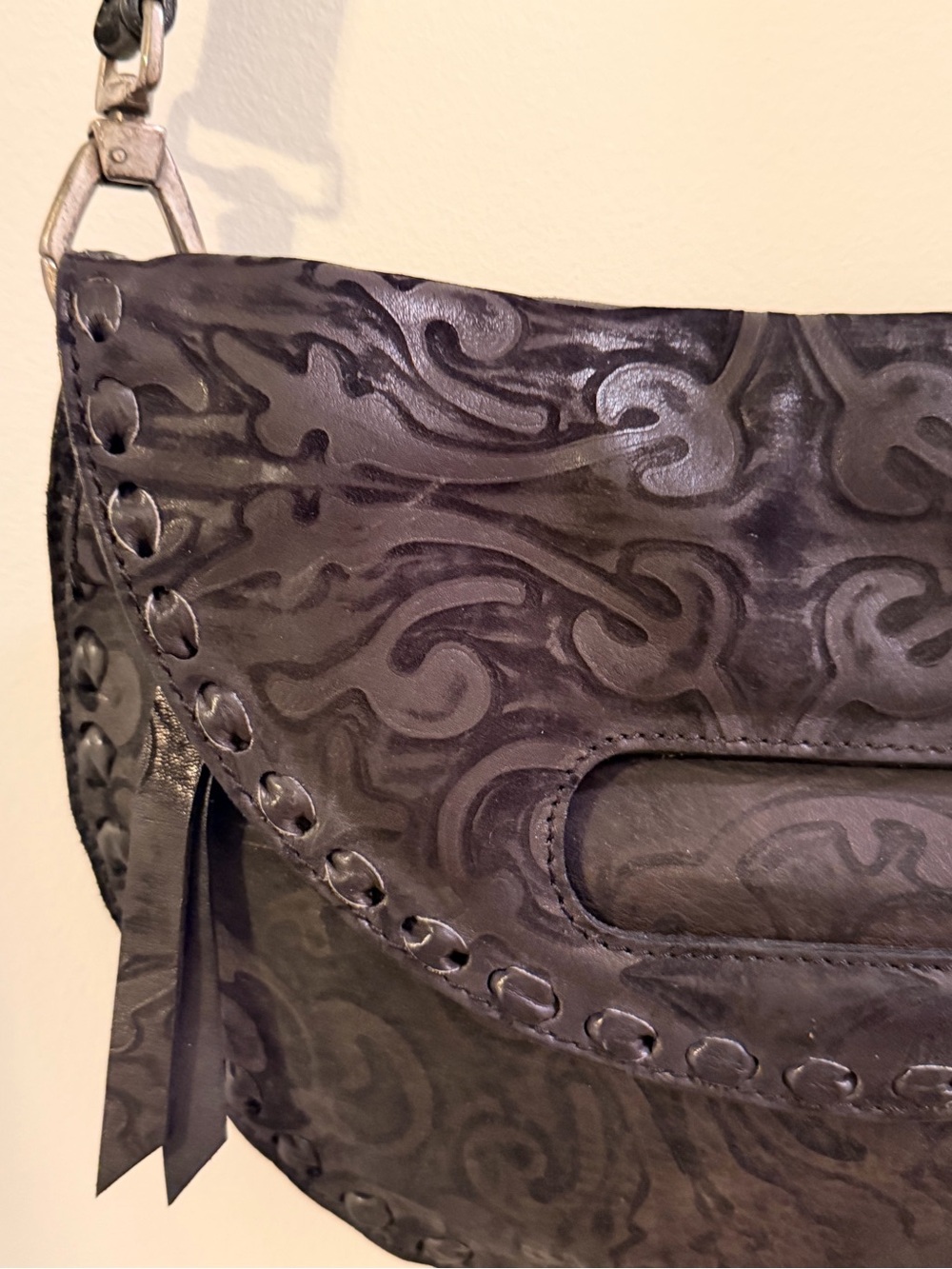 Leather Embossed Cross Body Purse
